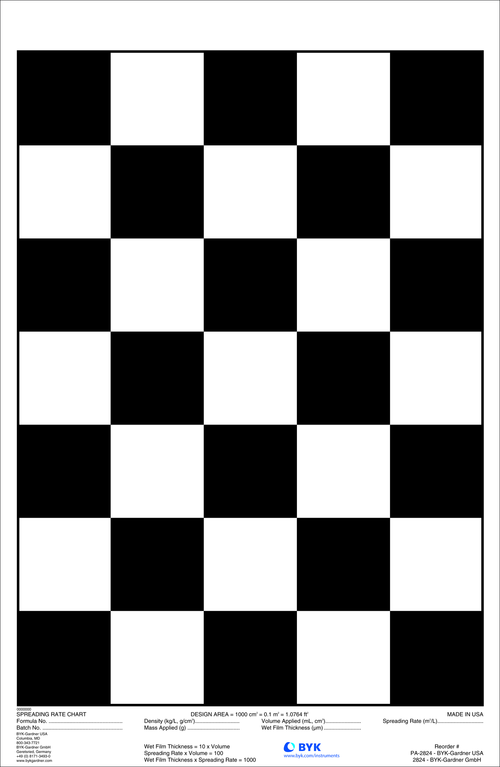 Tarjeta estandarizada Byko Chart checkerboard spreading rate 10H